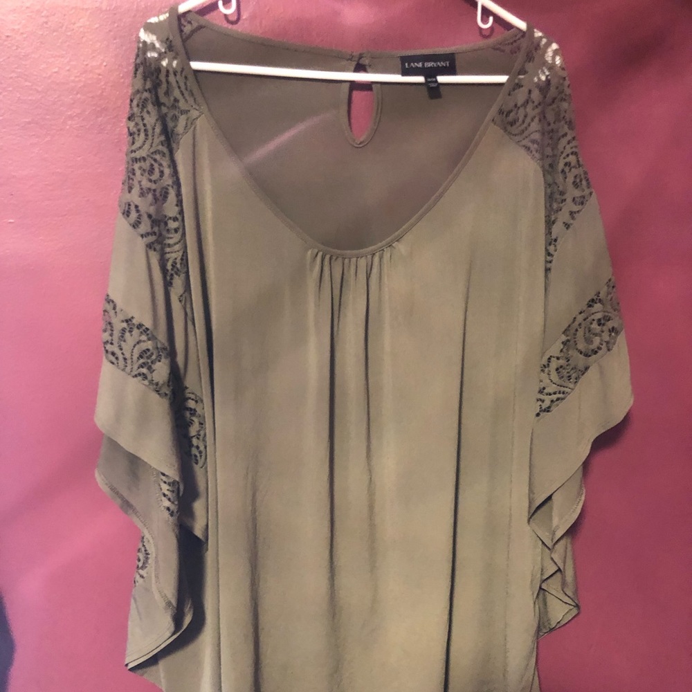 Lane Bryant Olive Bat Wing Blouse [Size 26/28]